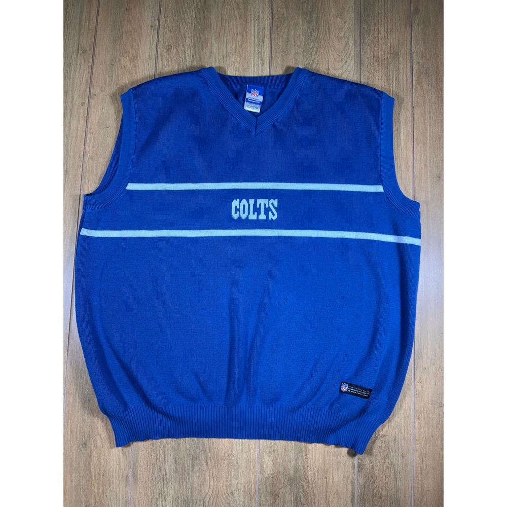 Reebok NFL Indianapolis Colts Blue V-Neck Cotton Sweater Vest Mens XL 8050A 04